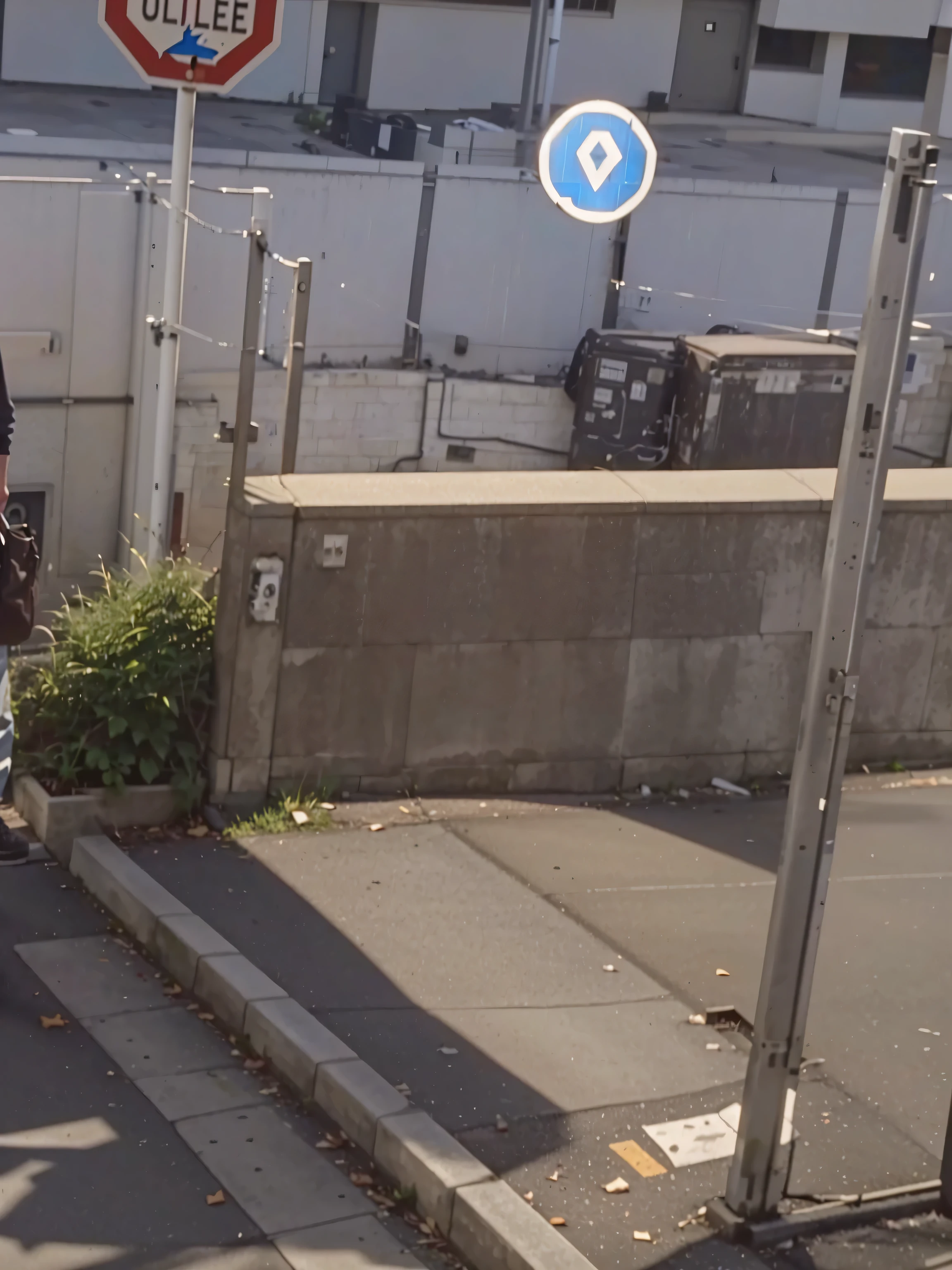 There is a man walking down the street with a suitcase., low quality footage, very very low quality picture, still video, low quality video, Person in the foreground, taken in the early 2020s, very very low quality, standing in an alley, masked person in the corner, realistic footage, set in the parking lot of the bank of tokyo, looking around a corner