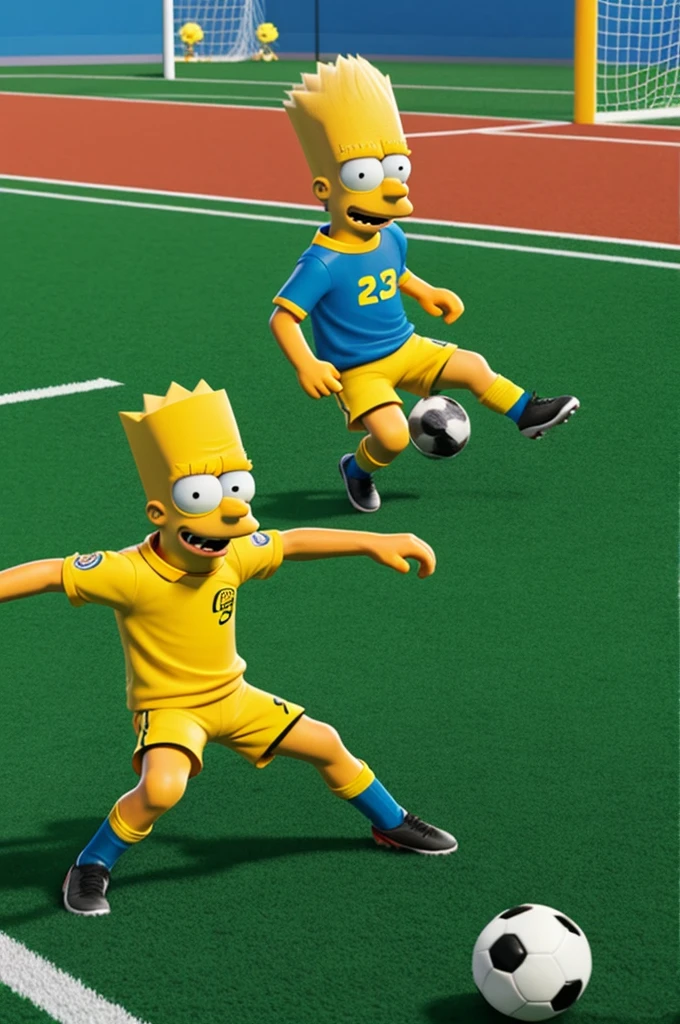 Bart Simpson playing soccer 3d 4k hd