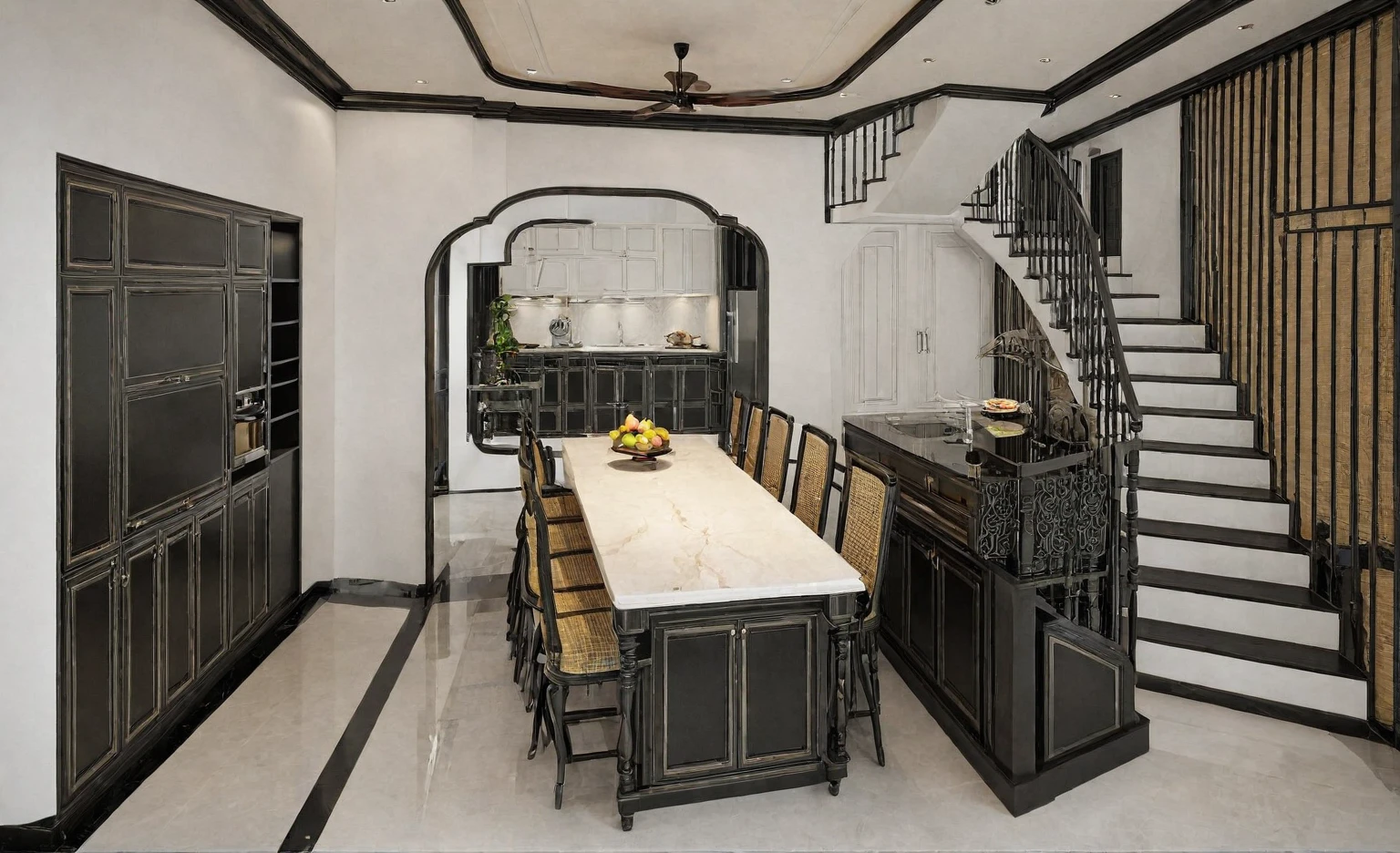 kitchen interior, indochina style, masterpiece, high quality, realistic