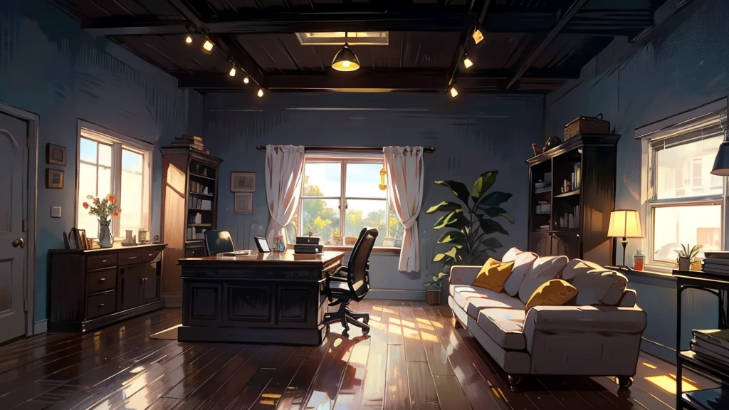 Dark office,Gorgeous sofa,wine,No humans