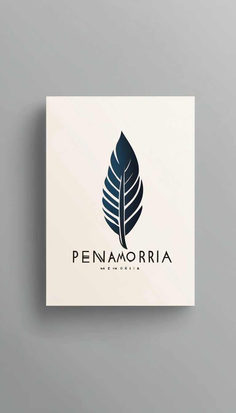 A minimal, modern, simple, cinematic logo design for the brand “Penamemoria". Create a modern, minimalistic, high-quality, logo of a bird feather

