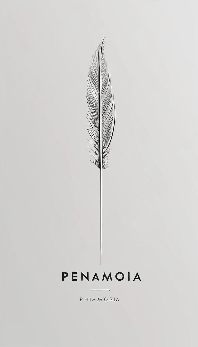A minimal, modern, simple, cinematic logo design for the brand “Penamemoria". Create a modern, minimalistic, high-quality, logo of a bird feather
