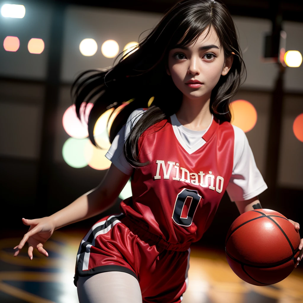(8k, best quality, masterpiece:1.2), (realistic, photo-realistic:1.37), ultra-detailed,best quality, ultra high res, professional lighting, photon mapping, radiosity, physically-based rendering, cinematic lighting, basketball court,depth of field, sharp focus,sunbeam, good composition,(bokeh:1.2) 1girl,solo,(full body), (closed mouth),beautiful detailed eyes, pose, narrow waist,basketball uniform, black hair,messy hair,long hair floating in wind,(ulzzang-6500:1.2)
mix4, hiqcgbody