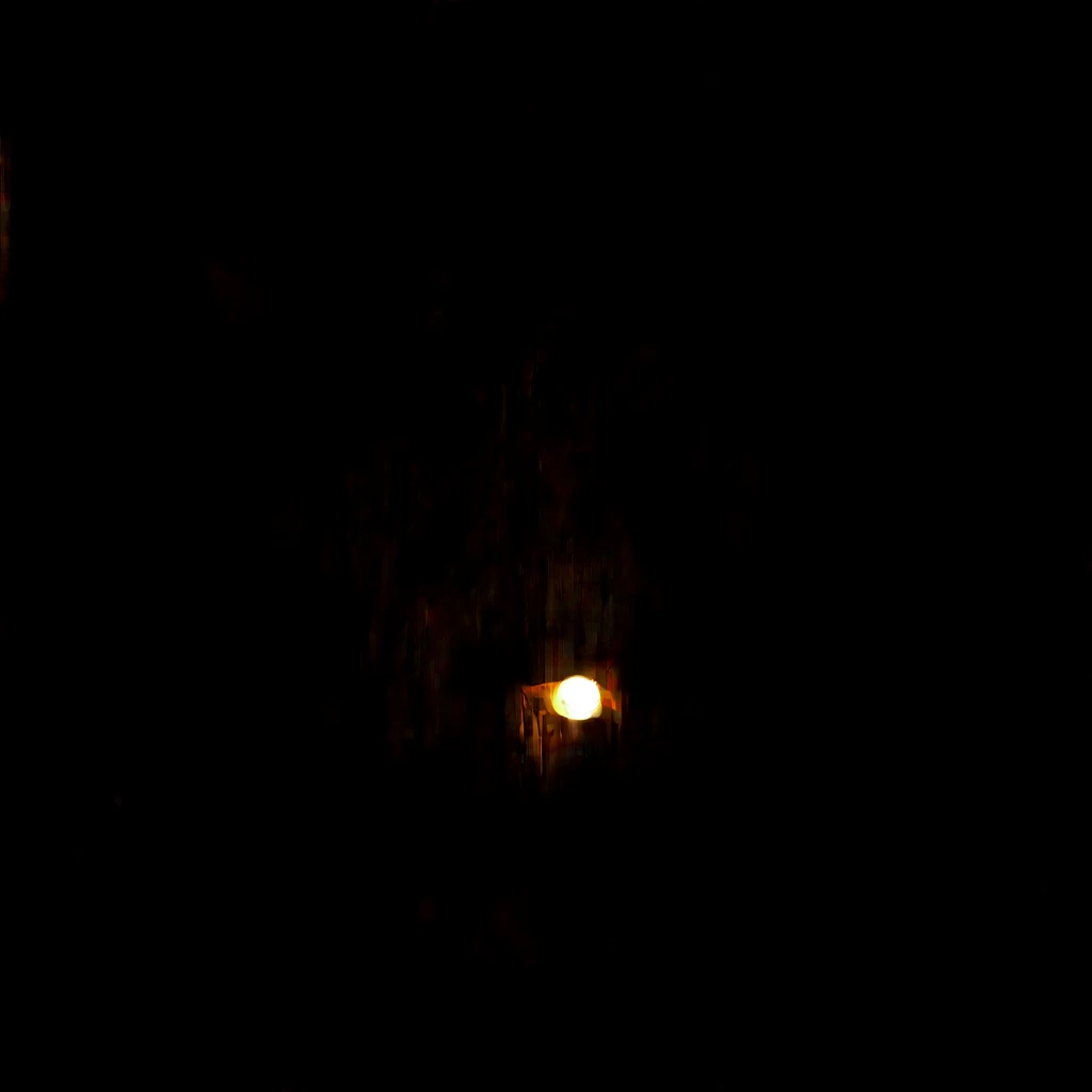 A night lamp with a person escaping from the darkness