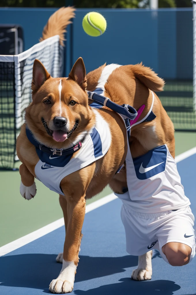A pumped-up dog at the Nike tennis academy