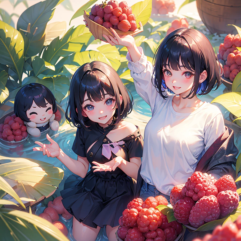 beautiful girl、smile、Berry Short、Black Hair、Short bangs