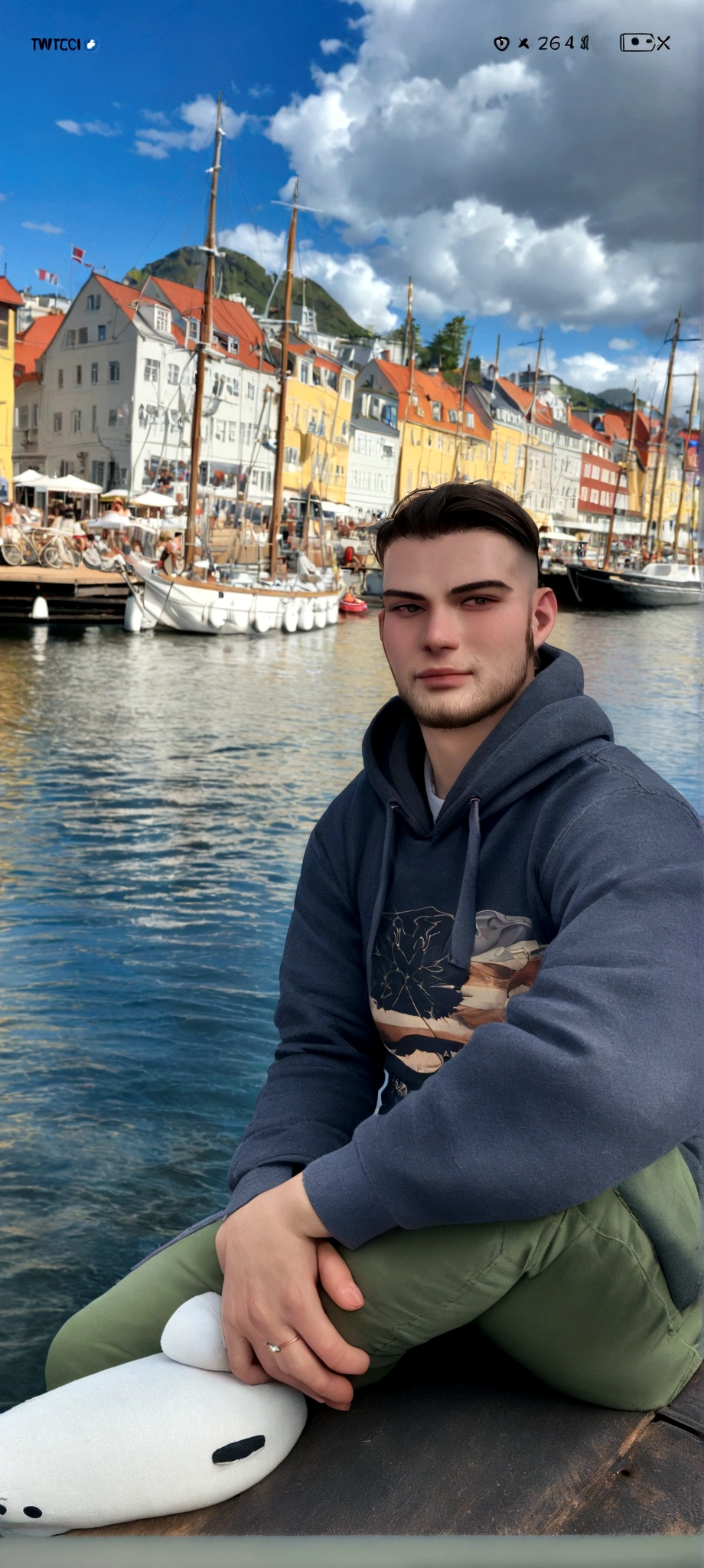 arafed man sitting on a dock in front of a body of water, profile photo, profile image, profile picture 1024px, profile picture, norwegian man, 26 year old man on a sailboat, profile, 3/4 profile, christian dimitrov, twitch streamer / gamer ludwig, crypto, profile pic, author