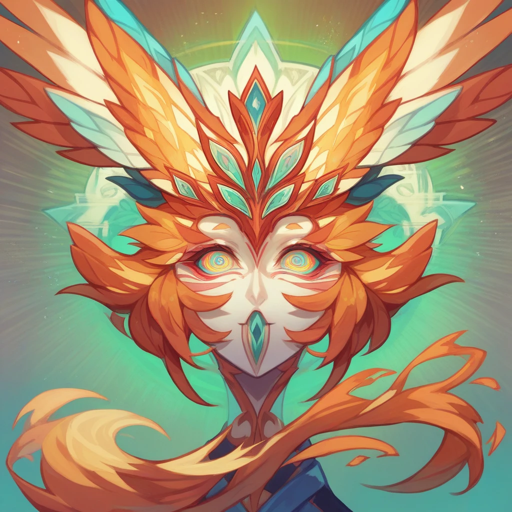 A beautiful realistic phoenix is reborn in the psychedelic firestorm. , it has a very visible and highly textured aura and the title "Fenix" designed with fire all around it in 3d in 8k