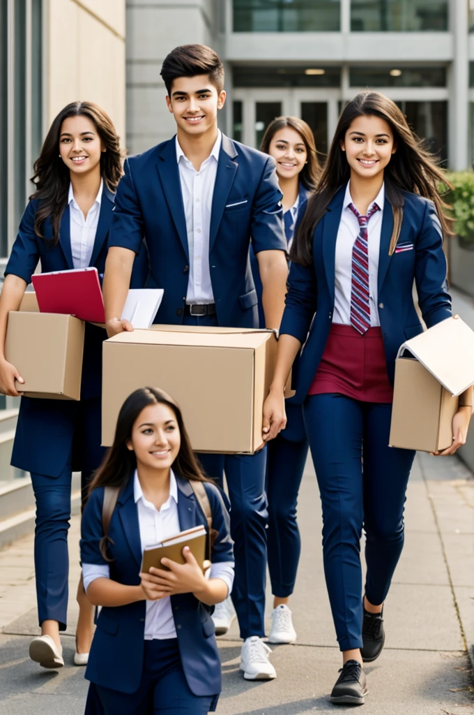 Students delivering something on time