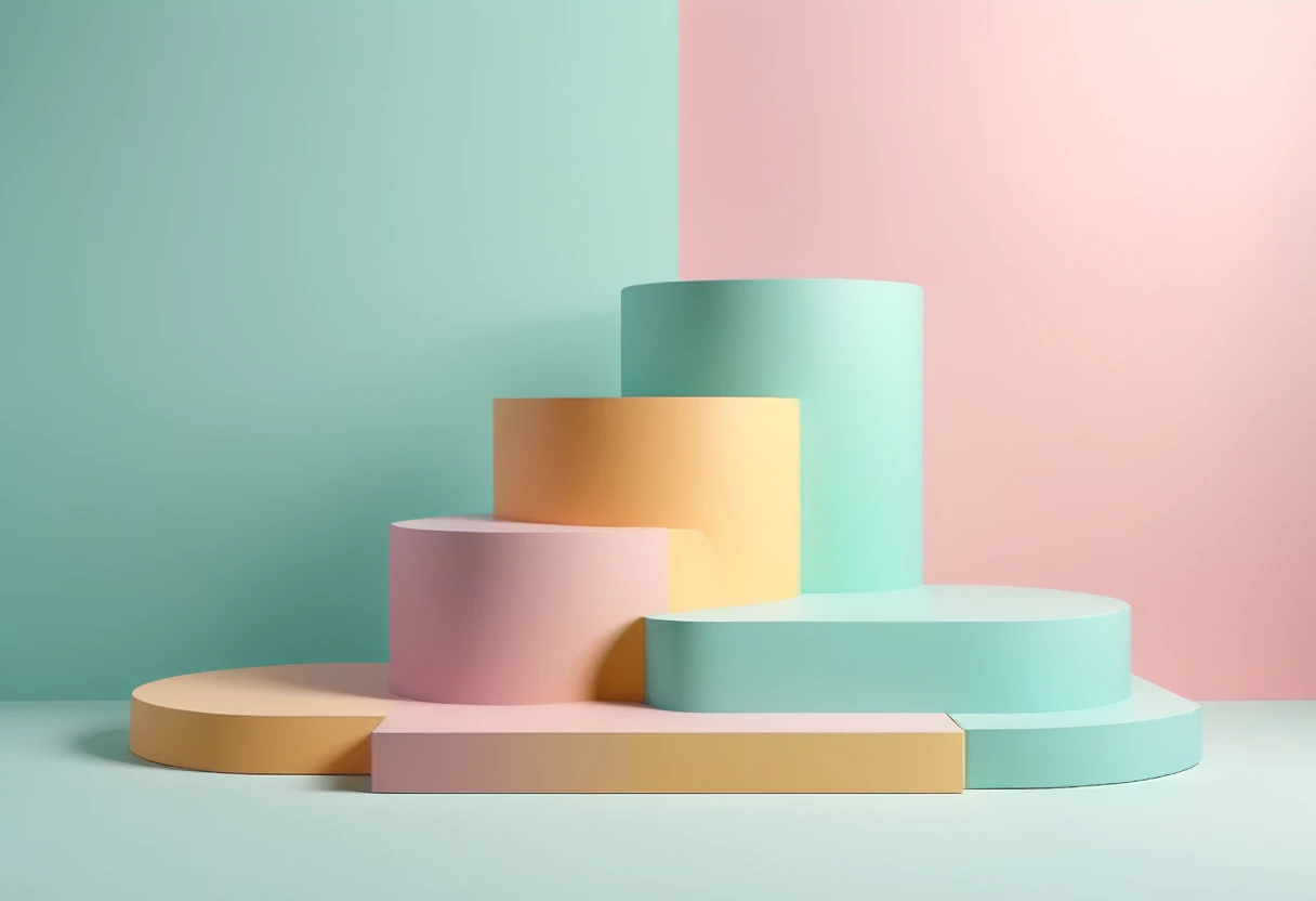 Podium with rounded corners on a pastel-colored background