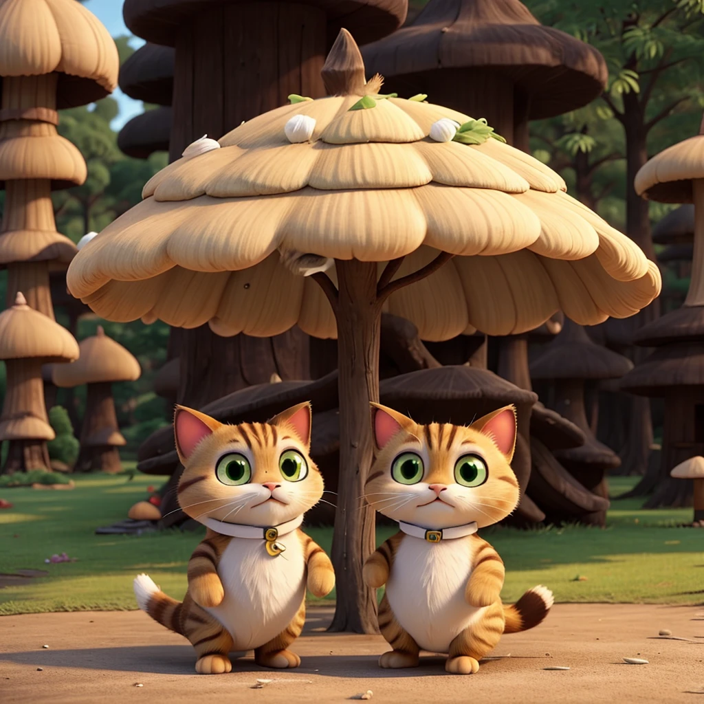 The light matcha-colored cat wears a "cream-colored poisonous mushroom"-shaped hat on its head.。
Its body is like a poisonous mushroom,The body changes into the shape of a mushroom,The feet also become cylindrical and long,But without losing the cat’s hair and mobility。
Eyes become round and big,Wine red。
The tail becomes like a platypus,flat and wide