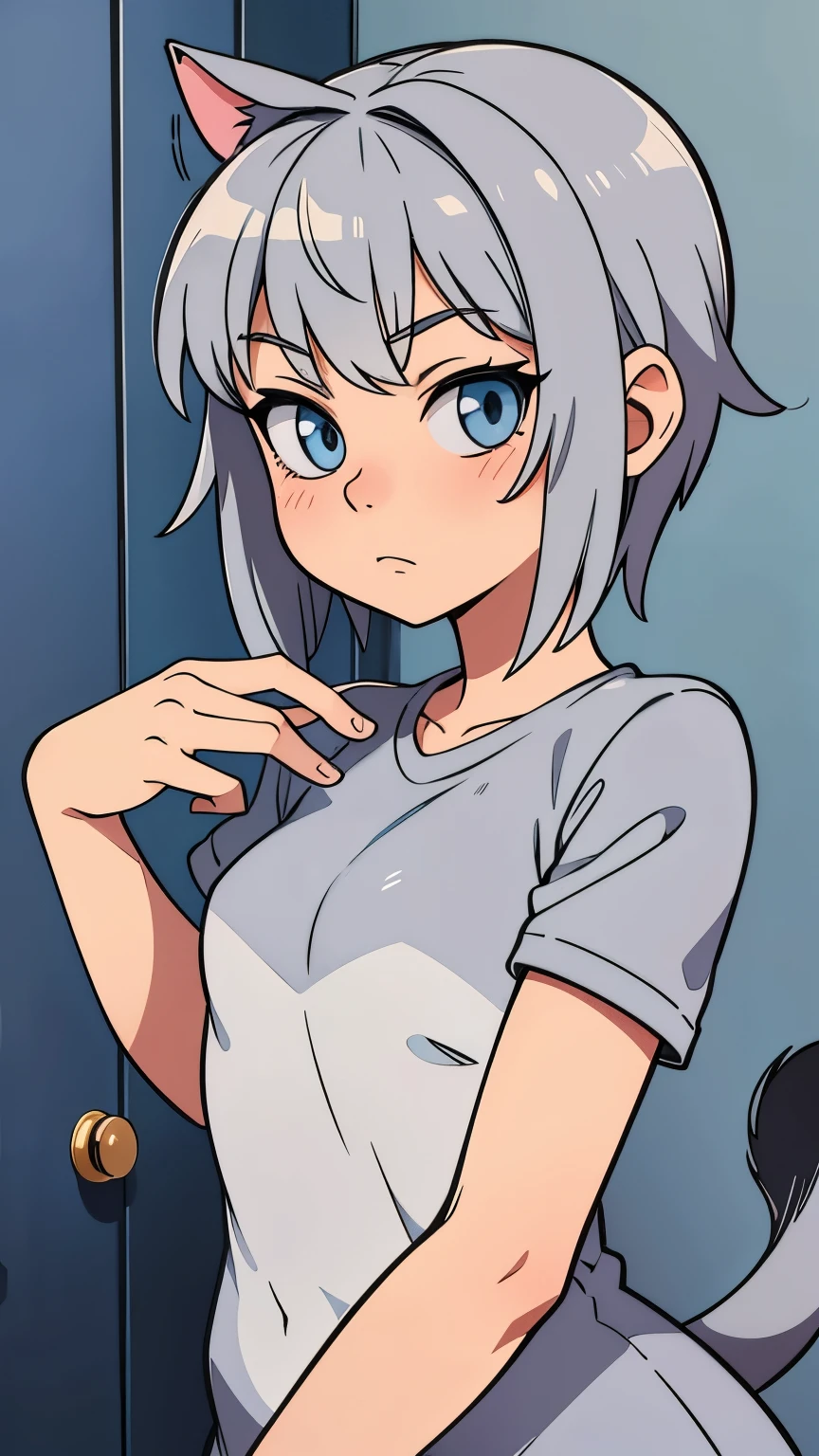 White hair, light blue eyes, Breasts, ta Nude, spanking