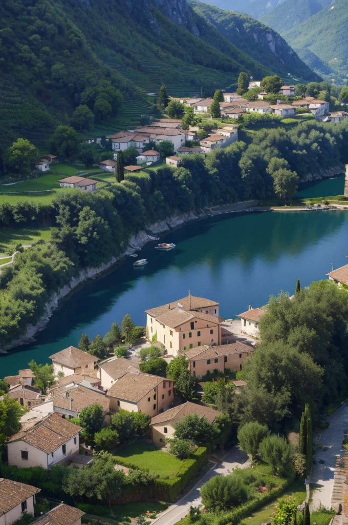 Beautiful oil painting of a village, Villa Bella, Italy, by Sung Kim