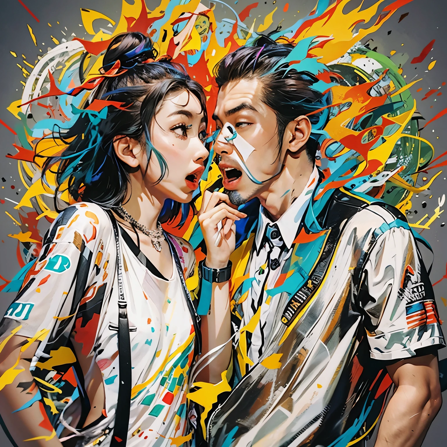 Men and women arguing　creative　sense　Make the background flashy