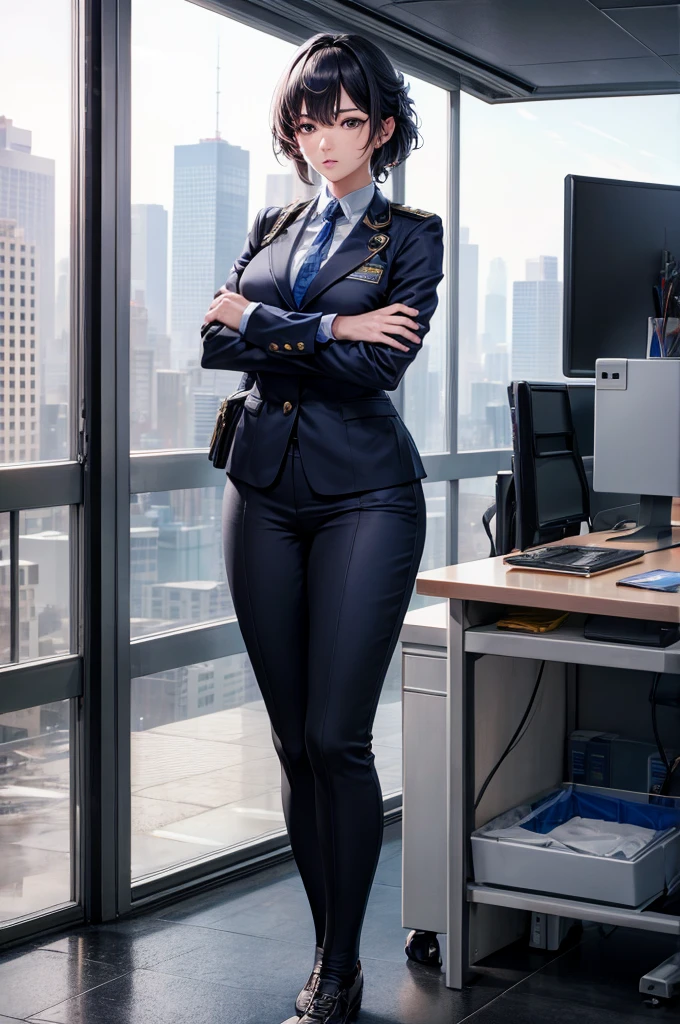 ultra realistic, 4k, hd, ewing hd, ultra detiled, 1 woman, ganyu from GI, office uniform 