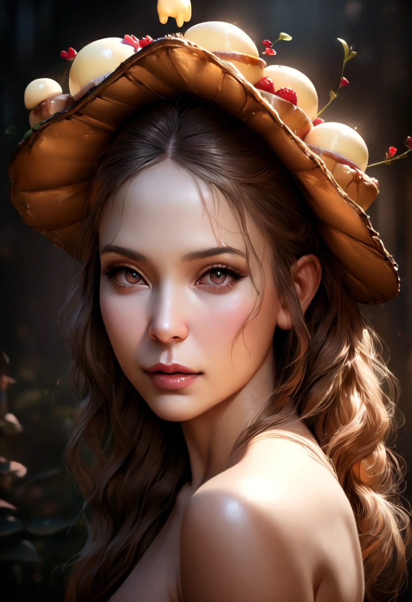 a beautiful nude woman made of pudding, detailed face and body, intricate details, (best quality,4k,8k,highres,masterpiece:1.2),ultra-detailed,(realistic,photorealistic,photo-realistic:1.37),hyperrealistic,realistic skin texture,smooth and glossy pudding material,dramatic lighting, warm color tones,chiaroscuro lighting,cinematic composition,intricate details,highly elaborate