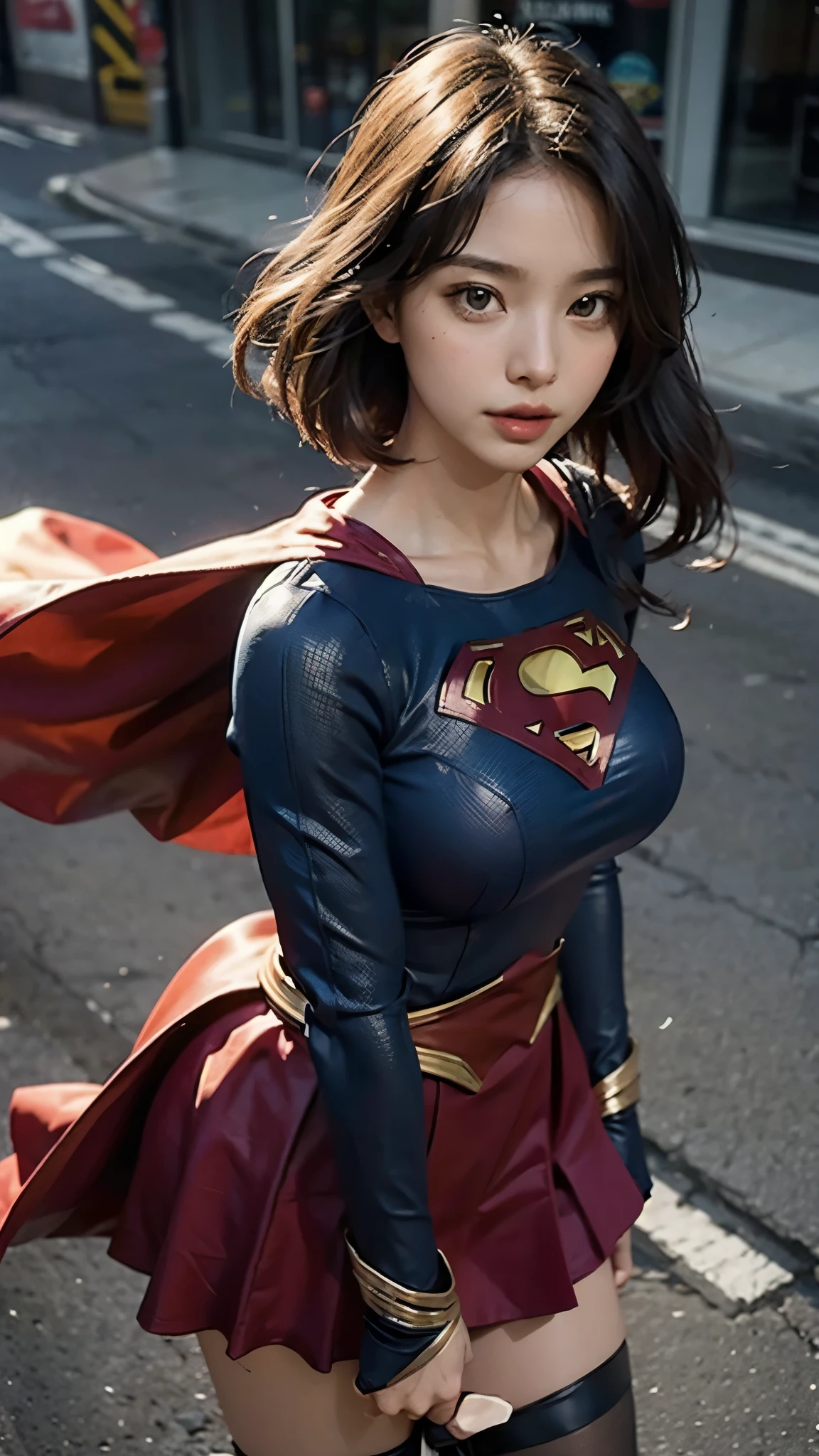 Woman body set big breasts, Supergirl costume dress