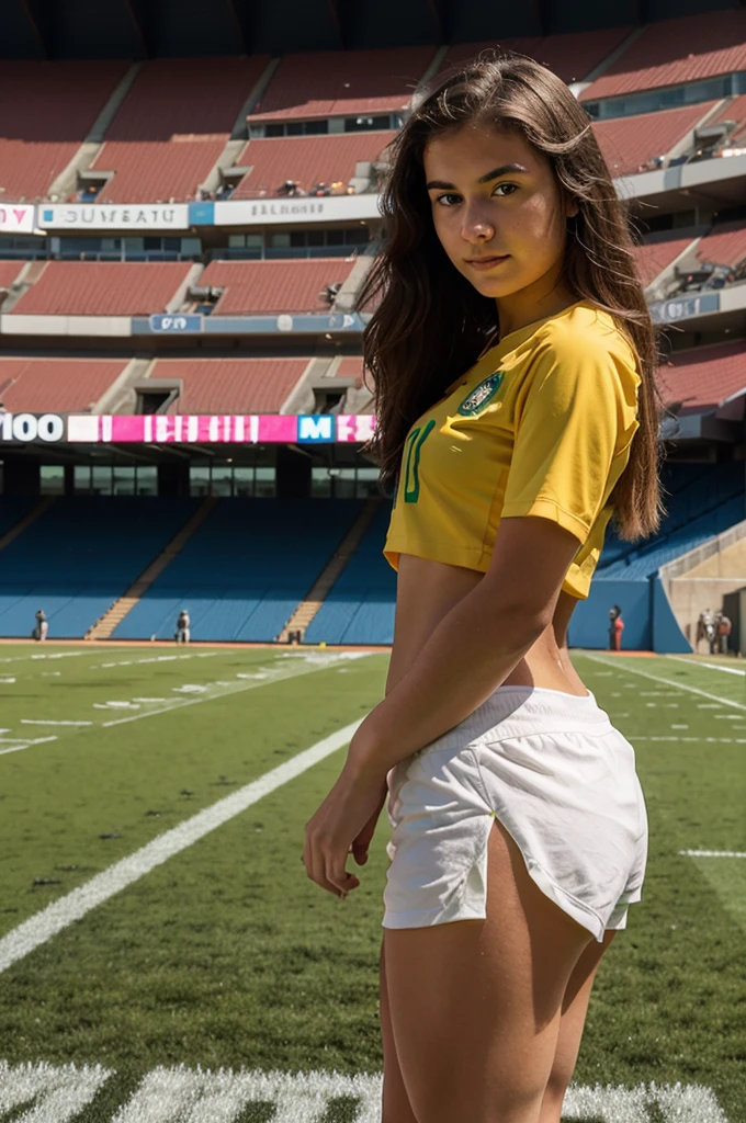 Hawaiian Woman, smiling, toned body, 21 years old , perfect body, fit body, perfect small breasts, perfect face, beautiful, (((pissing, piss, peeing, urine, urination, urinating))), (cheerleader, miniskirt, cleavage), (outdoor, football stadium, (crowded, crowd)), best quality,extremely detailed,soft light,soft shadows, soft backlighting,(best image,best quality:1.5)