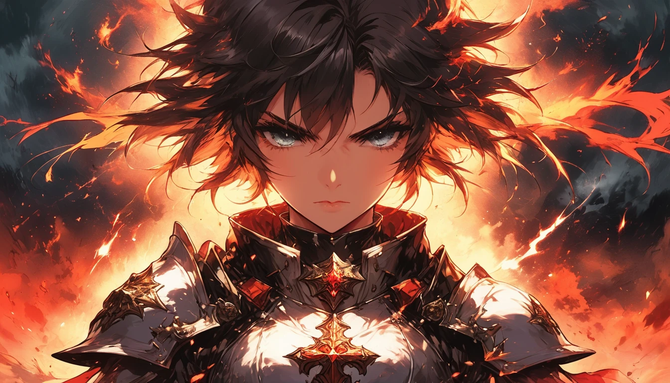 (um close-up,high qualiy,32k),[elsword],[knightgirl],[armors],[detail:1.2],(gold),(steel),(Spitz),(Ablaze),(ornated),(intricate),[helmet],(luvas de cgold),[focused],[determined],[heroic],[stern expression],(Mediovale),(fancy),(command pose),[elaborate background],(dramatic lighting),(stormy atmosphere),(storm clouds),(majestic),(mighty),(concentrated),(Stately),(looking off into distance)