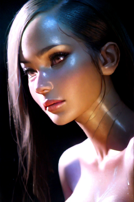 a girl made of slime, naked, extremely intricate and detailed slime texture, beautiful detailed eyes, beautiful detailed lips, extremely detailed face, long eyelashes, glass-like slime skin, glowing translucent slime, cinematic lighting, dramatic, dark moody colors, photorealistic, (best quality,8k,masterpiece:1.2),ultra-detailed,(realistic,photorealistic:1.37)