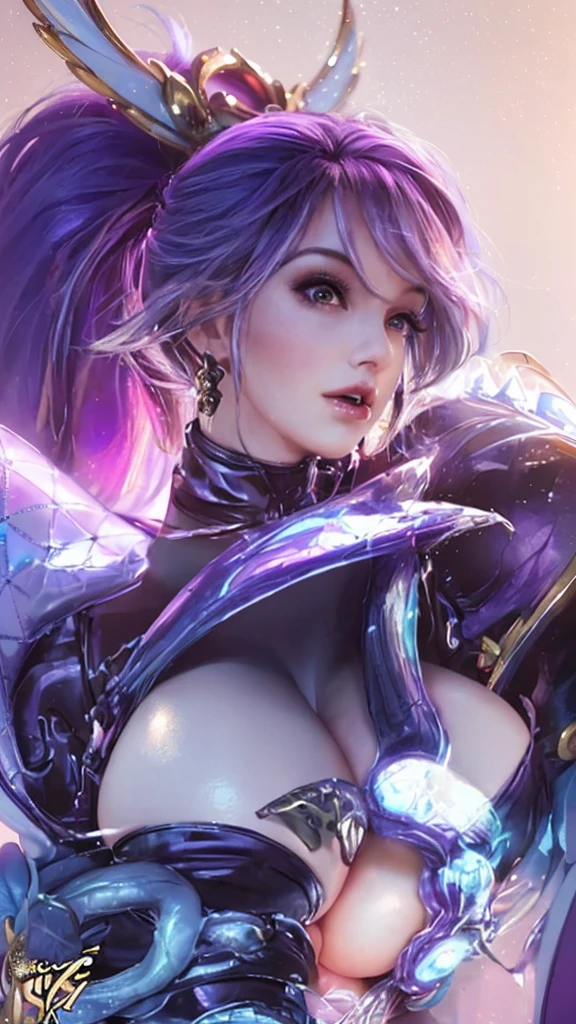 (8k, RAW photo, photorealistic:1.25) ,( lipgloss, eyelashes, gloss-face, glossy skin, best quality, ultra highres, depth of field, chromatic aberration, caustics, Broad lighting, natural shading,Kpop idol) looking at viewer with a serene and goddess-like happiness, Verry big breasts, huge boobs