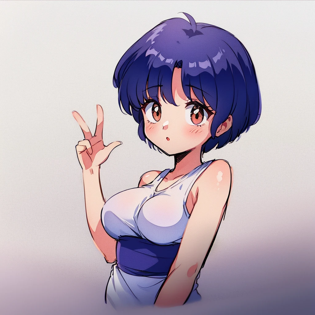 1girl, TendouAkane, simple art, cute, watercolor, white background, looking at the viewer