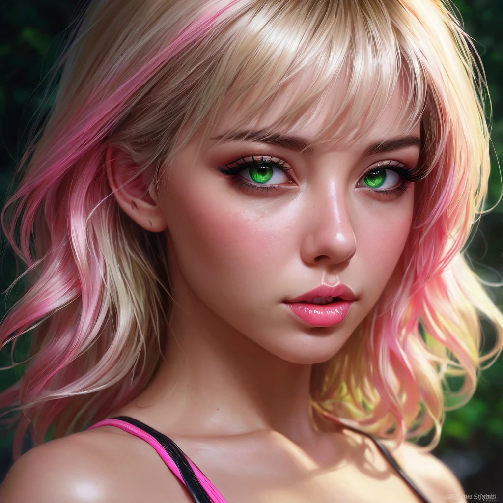 Oral rape of the woman blonde hair green eyes and pink batm and a black top, realistic art style, RossDraws portrait, Artgerm portrait, Anime realistic artstyle, 4K realistic digital art, 4K realistic digital art, 8K Artgerm Bokeh, DeviantArt Artstation CGScosiety, ArtGerm extremely detailed, made with anime painter studio, RossDraw digital painting, (cum on face:1.3), (cum on black top: 1.3)