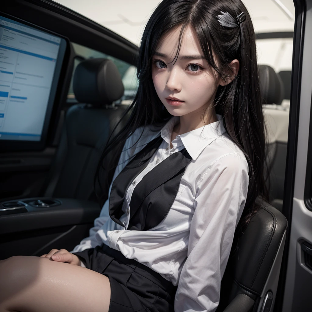 My hero academy Girl with shoulder-length black hair My hero academy girl with blank white eyes My hero academy girl with a black suit
