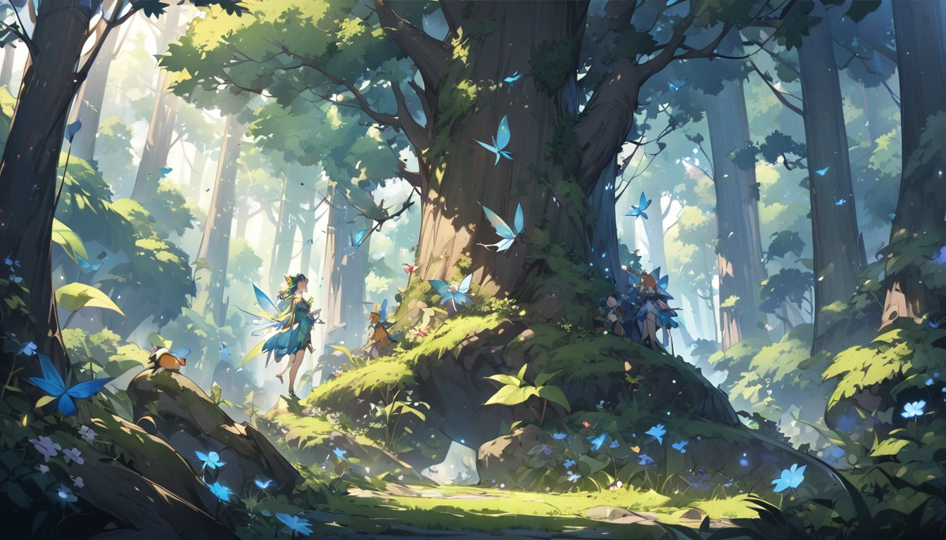 (Highest quality), Fairy,forest,In nature,fly in the sky