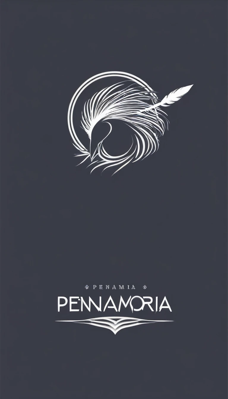 Create a minimal, modern, simple, inspirational, memorable, dream like logo design of a boy and a feather for the brand “Penamemoria".