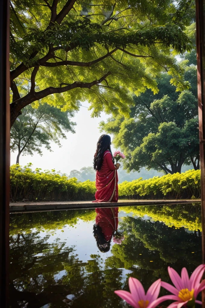 Arindam looked around in surprise but saw no one. Reflecting on the voice's message, he realized that nature's beauty is most magnificent in its own place. He decided not to pluck the flower but to bring his mother to see it instead.