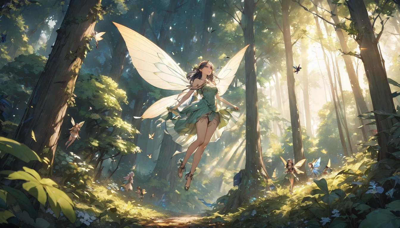 (Highest quality), Fairy,in the forest,fly in the sky,Got Freedom