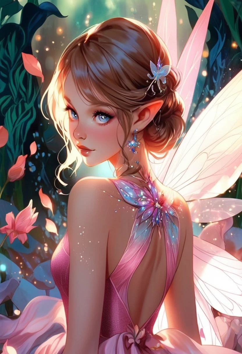 Beautiful fairy in a pink dress