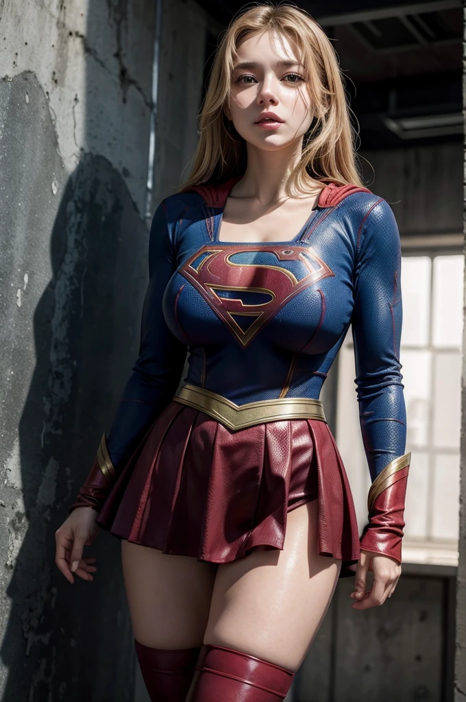 supergirl, fully body, big breasts, dripping clothes.