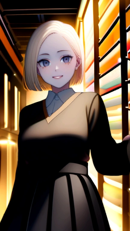 ((Browsing Caution:1.7))((Big Breasts:1.1)),(Highest quality、32k、masterpiece)、((Photo of a woman with a cute face from Japan and Italy,22 years old、Length 170cm))、(((((Symmetrical face)))))、smile、Young cute、Very short golden bob hair、Lesbians all over、(Autumn Fashion:1.1)、The background is the cityscape of Kyoto、Look around、Light brown 瞳、A sparkle in your eyes、Beautiful white skin、Beautiful white teeth、Professional Cinema Lighting
