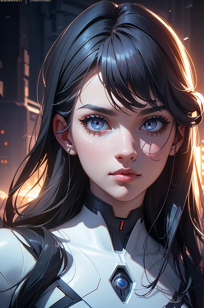 hyper-realistic illustration of the highest quality, The perfect masterpiece, perfect work of art, a beautiful young woman disembarking from a combat spacecraft, at sunset, highly detailed, photorealistic, beautiful detailed eyes, beautiful detailed lips, extremely detailed face, long eyelashes, elegant pose, intricate futuristic spacecraft, dramatic lighting, vivid colors, cinematic atmosphere, award-winning sci-fi concept art, 8k, HDR, studio lighting