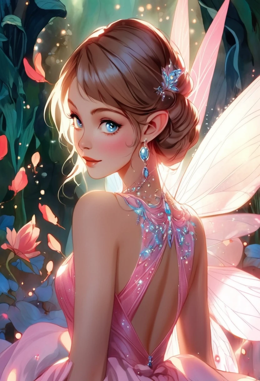 Beautiful fairy in a pink dress