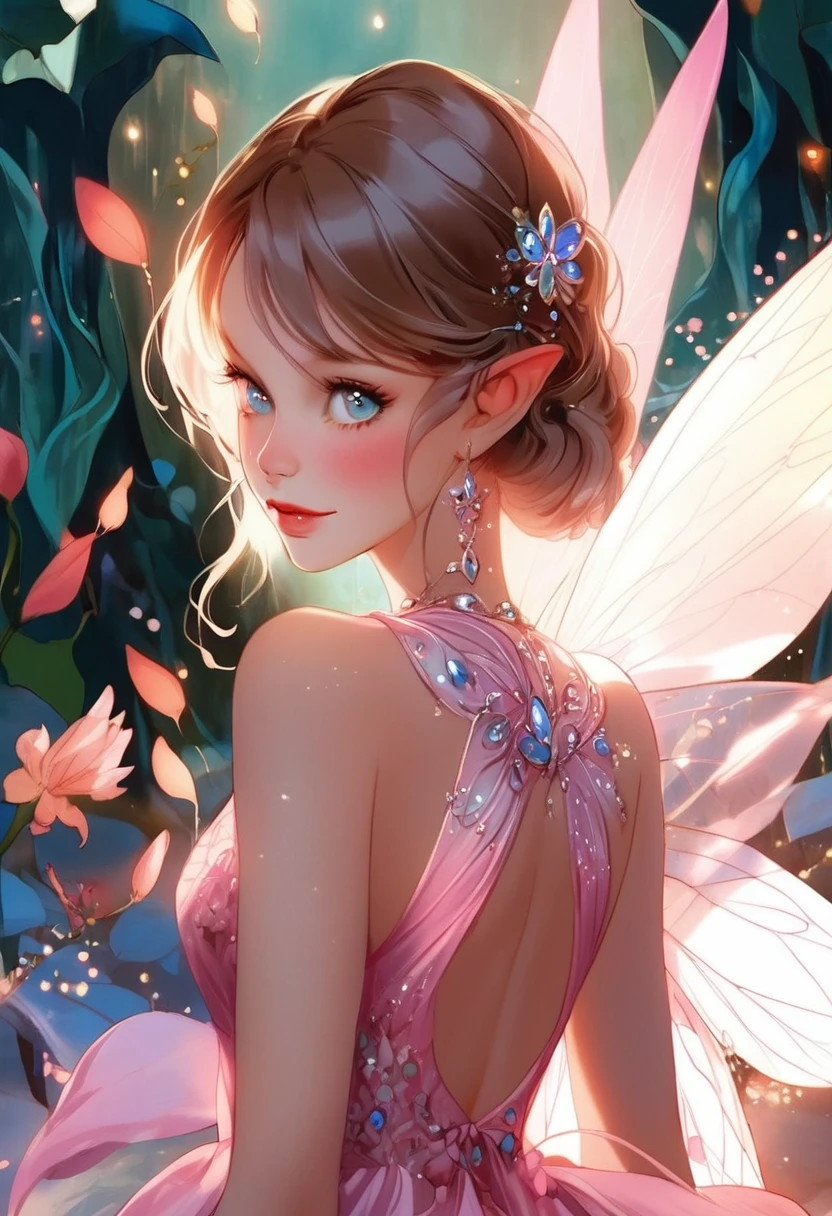 Beautiful fairy in a pink dress