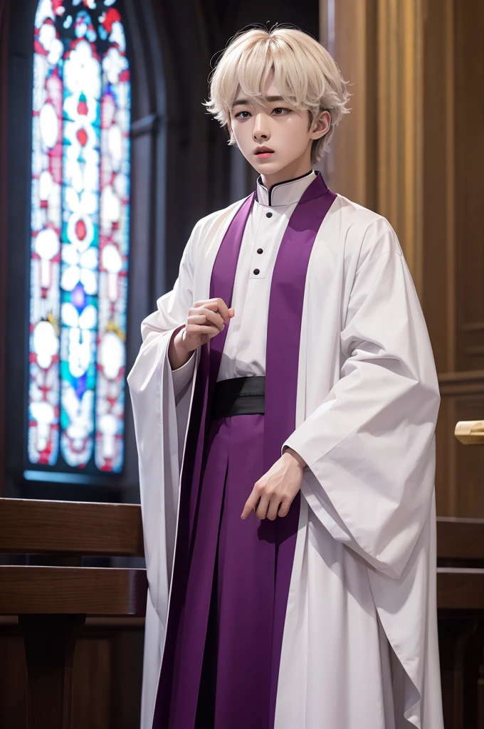 Korean bangchan in church dressed as a priest