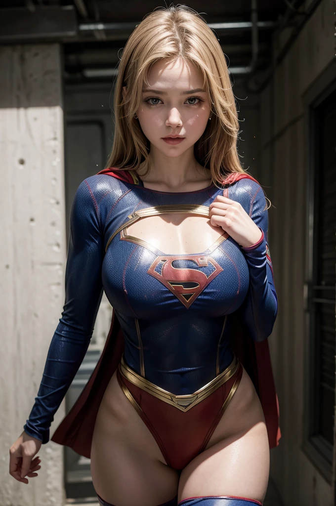 supergirl, fully body, big breasts, dripping clothes.