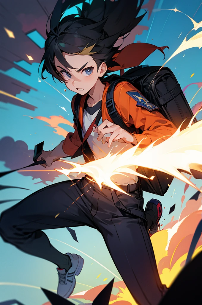Male ,student background,Backpack, explosion power