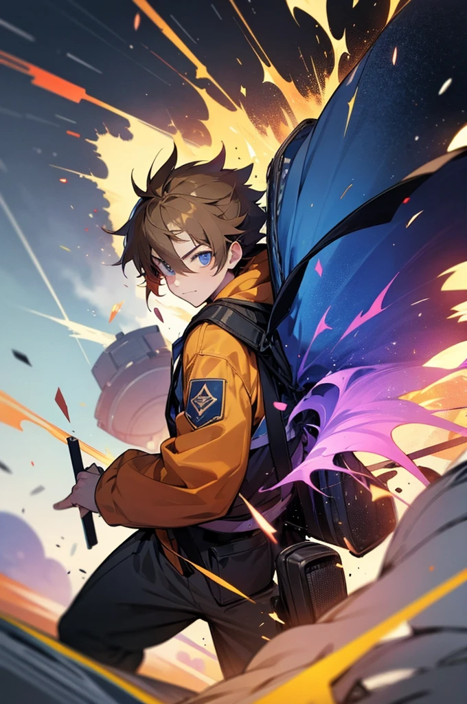 Male ,student background,Backpack, explosion power