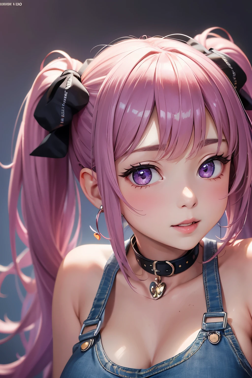 masterpiece, best quality, highly detailed, high resolution, expensive resolution, high resolution, 4k, 8k, uniform 8k wallpaper, highly detailed CG, masterpiece, 2d, 3d, beautiful details, depth, fine texture, best quality: 1.3, perfectly focused, crispy. skin, him, very cute anime girl, name is Mei, short twintails, idol, tank top, denim mini skirt, pink short twintails wearing expensive, mole under eye, looking at the viewer, expensive, blush, mole, parted lips, pink eyes, heart shaped choker, smiling face