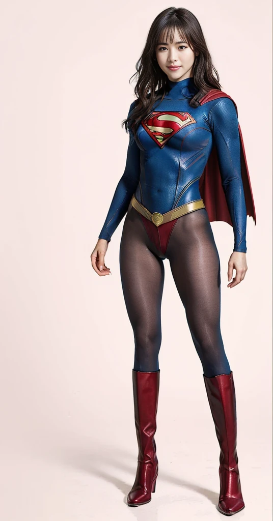 No background、(((Beautiful legs in black tights.)))、(((Legally express the beauty of your smile)))、((((Make the most of your original images)))、(((Supergirl Costume)))、(((Beautiful very short hair)))、(((suffering)))、(((Please wear black tights....、Wear red boots)))、((Best image quality、8K))、((Highest quality、8K、masterpiece:1.3))、(((Preserve background )))、Sharp focus:1.2、Beautiful woman with perfect figure:1.4、Slim Abs:1.2、Wet body:1.5、Highly detailed face and skin texture、8K