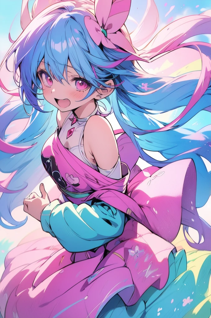 Anime girl with colorful hair and colorful dress, rossdraws pastel vivid, rossdraws cartoon vibrant, Anime Style 4k, Beautiful anime portraits, art germ colorful!!!, ! Dream Art Germ, Beautiful Anime Girls, Anime style digital art, anime art wallpaper 4k, anime art wallpaper 4k, Digital anime art, Highly detailed art gems