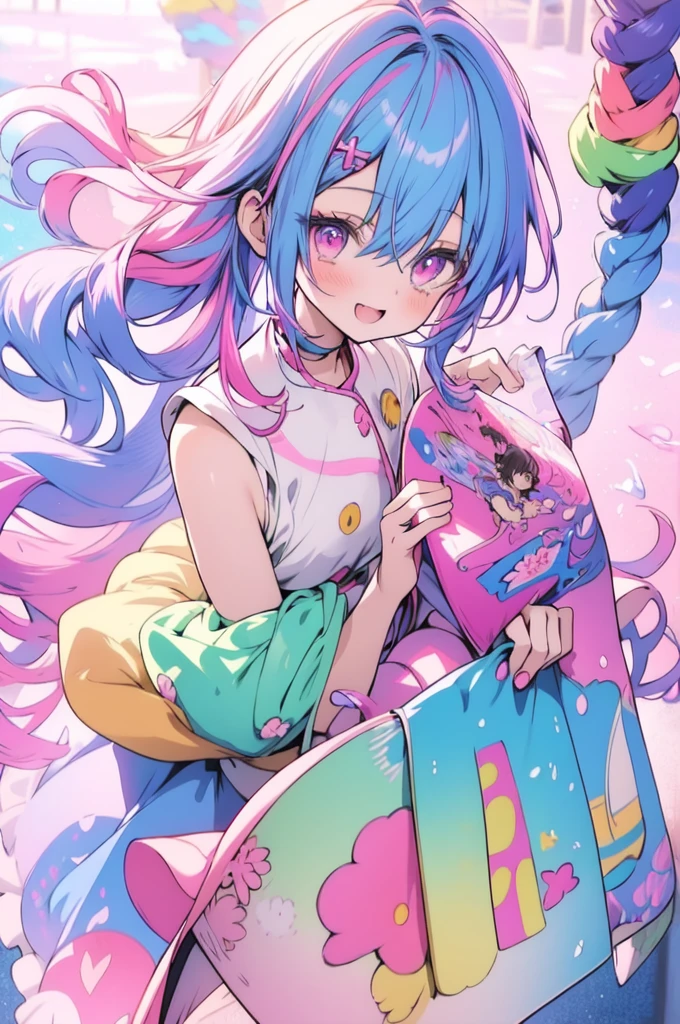 Anime girl with colorful hair and colorful dress, rossdraws pastel vivid, rossdraws cartoon vibrant, Anime Style 4k, Beautiful anime portraits, art germ colorful!!!, ! Dream Art Germ, Beautiful Anime Girls, Anime style digital art, Anime Art Wallpaper 4k, Anime Art Wallpaper, Digital anime art, Highly detailed art gems