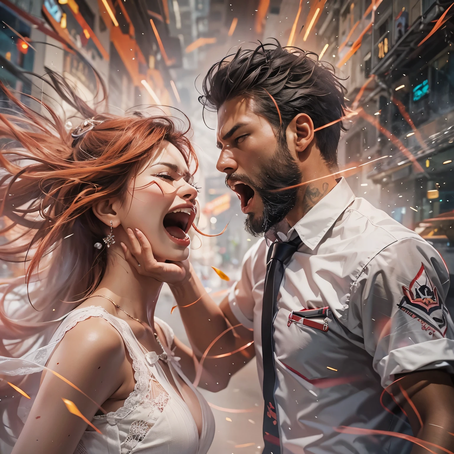 Men and women arguing violently creative sense Make the background flashy