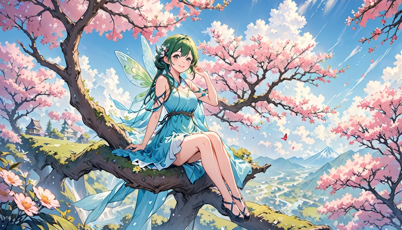 (Highest quality), Fairy,smile,Sitting in a tree