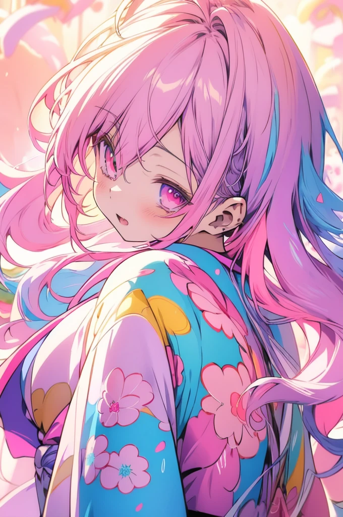 Anime girl with colorful hair and colorful dress, rossdraws pastel vivid, rossdraws cartoon vibrant, Anime Style 4k, Beautiful anime portraits, art germ colorful!!!, ! Dream Art Germ, Beautiful Anime Girls, Anime style digital art, Anime Art Wallpaper 4k, Anime Art Wallpaper, Digital anime art, Highly detailed art gems