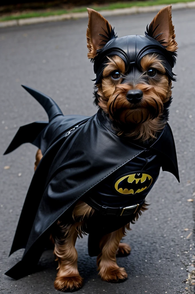 Crying racoon dressed as batman